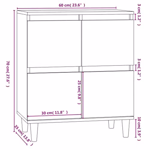 vidaXL Scandinavian Sideboard in Smoked Oak, Brown, W/D/H: 60 x 35 x 70 cm – 3