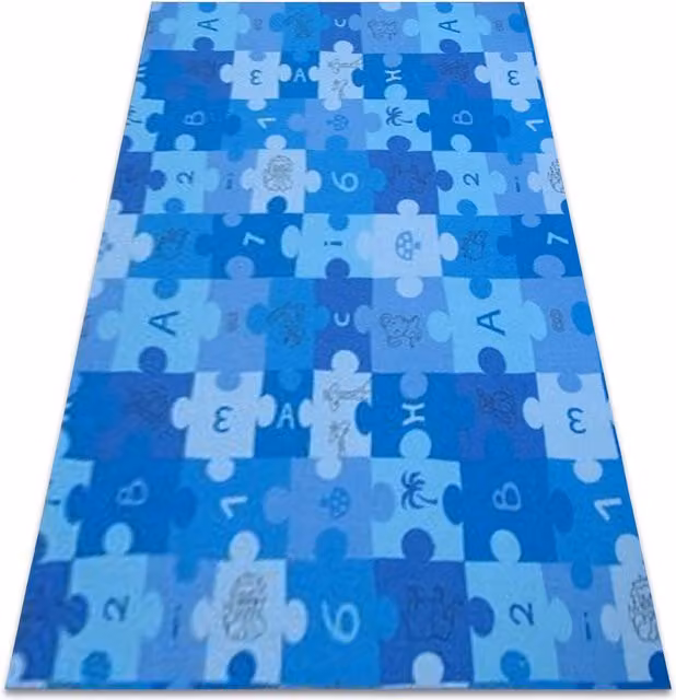 RugsX Puzzle Rug in Blue, W: 100 cm, D: 200 cm