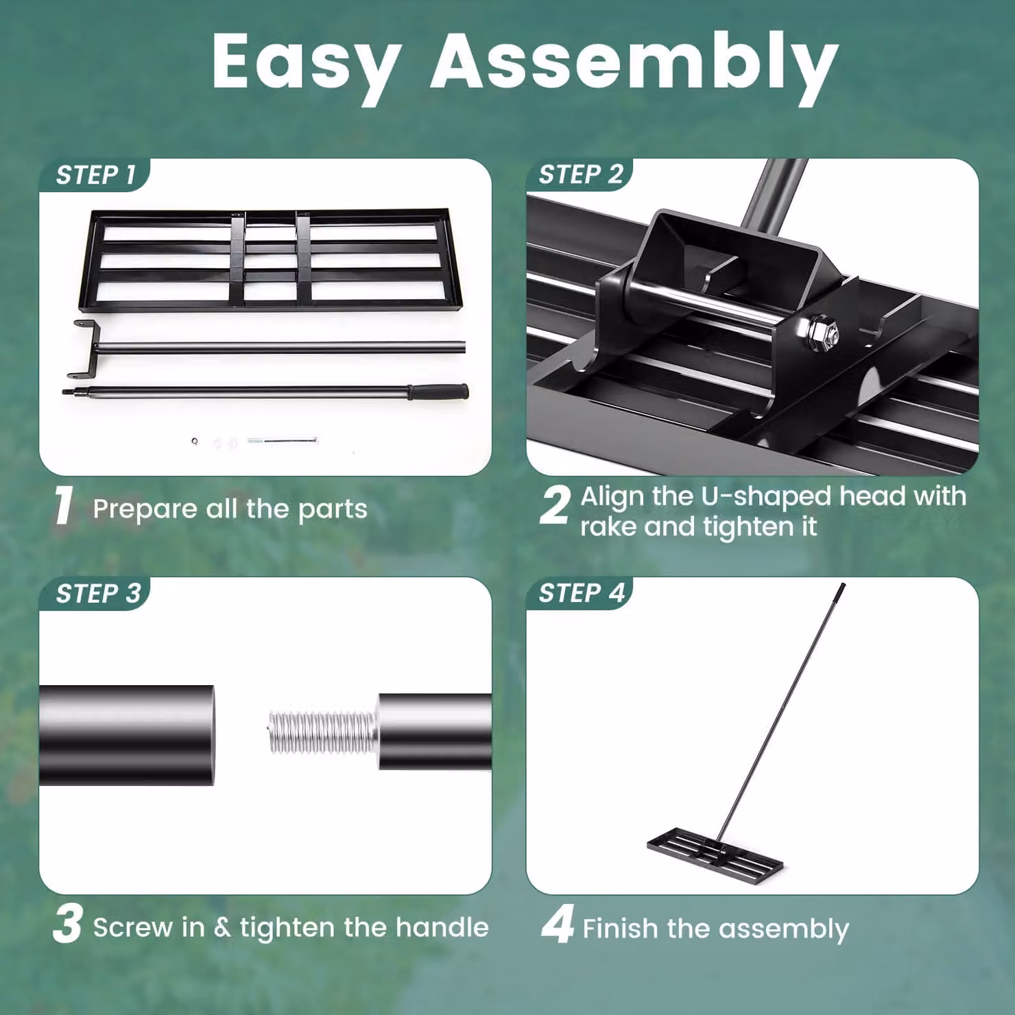 Gymax Heavy Duty Lawn Leveling Rake in Black, W: 75 cm – 3