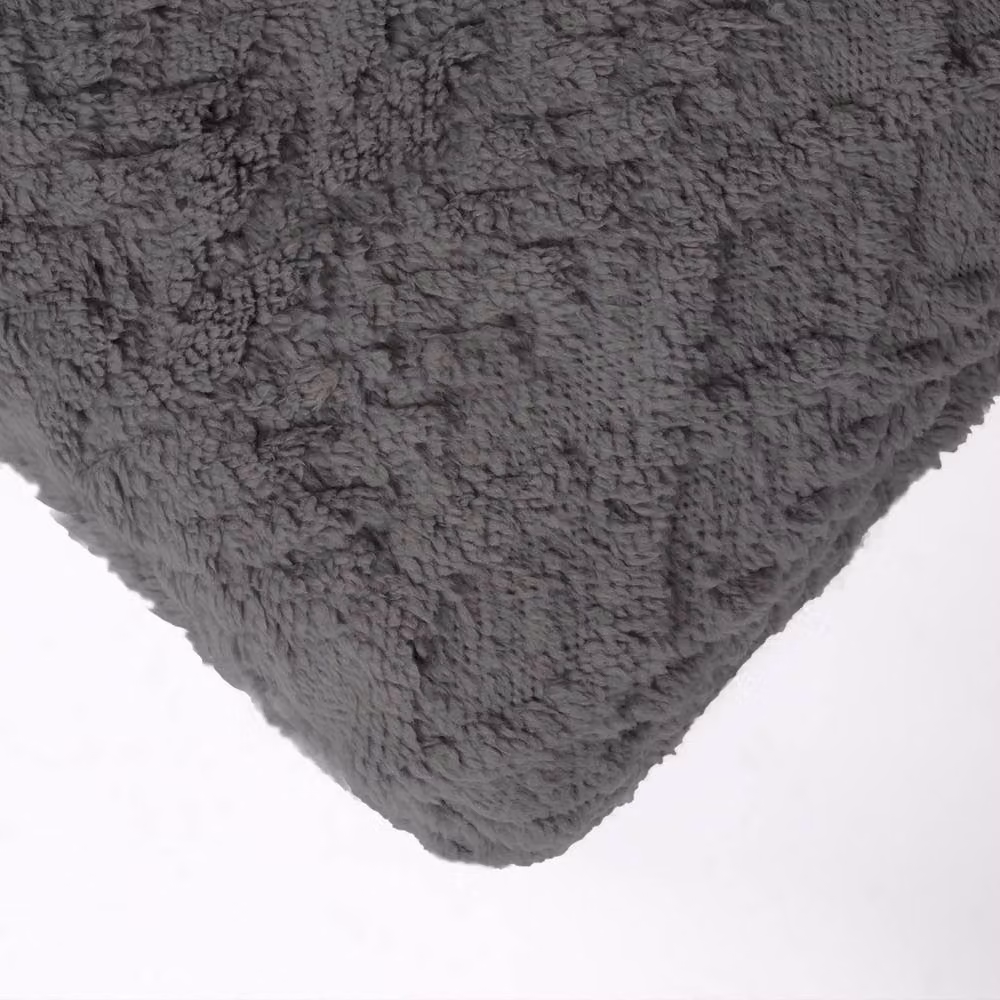 Kelvenix Grey Cable Knit Sherpa Fleece Blanket, W/D/H: 100 x 190 cm – 3