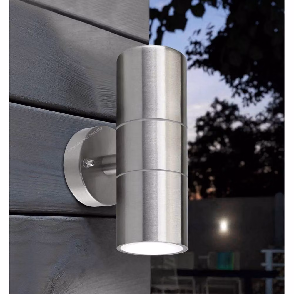 SPETLEK Silver Stainless Steel Up and Down Wall Light, IP65 Waterproof Garden Light with GU10 Bulb Compatibility – 3