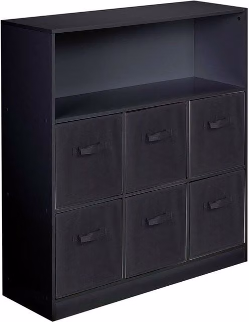 URBNLIVING Modern 7 Cube Wooden Storage Unit and Bookcase in Black, W/D/H: 88 x 88 x 94 cm