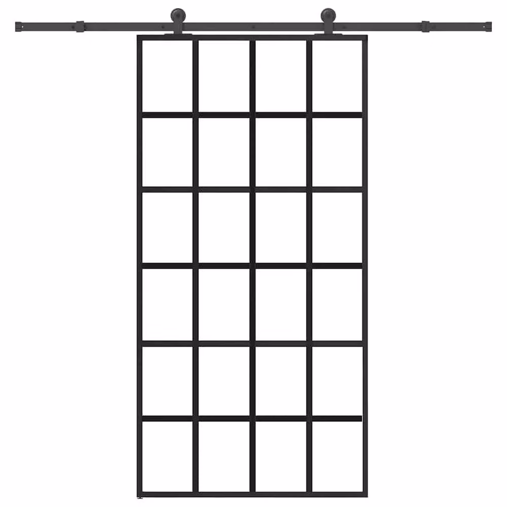 Berkfield Home Sliding Door with Hardware Set, Black ESG Glass and Aluminium, W: 102 cm, H: 205 cm – 1