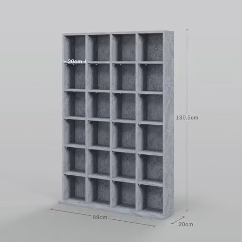 HOMCOM Modern Media Storage Unit in Grey with Adjustable Shelves, W/H: 89 x 130.5 cm – 3