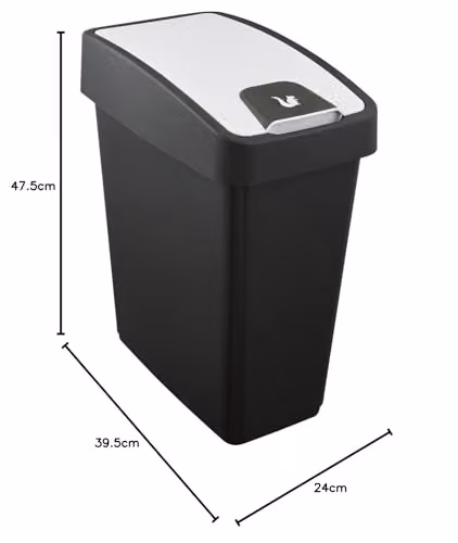 Keeeper Premium Waste Bin with Flip Lid, 25 Litre, Black or Grey – 5