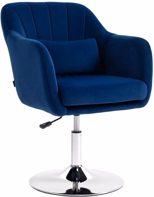 NESTLUNE Retro Velvet Swivel Tub Chair with Metal Frame in Blue – 1