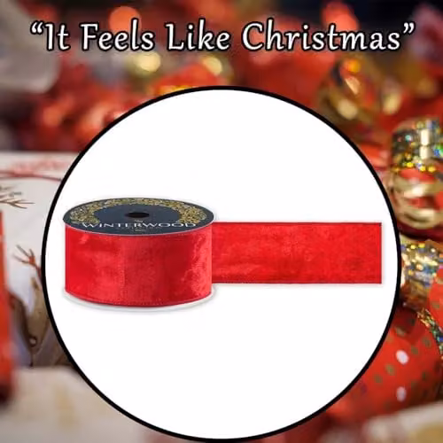 VFM e-Store Red Christmas Ribbon Garland, W: 6 cm, H: 10 cm – 6