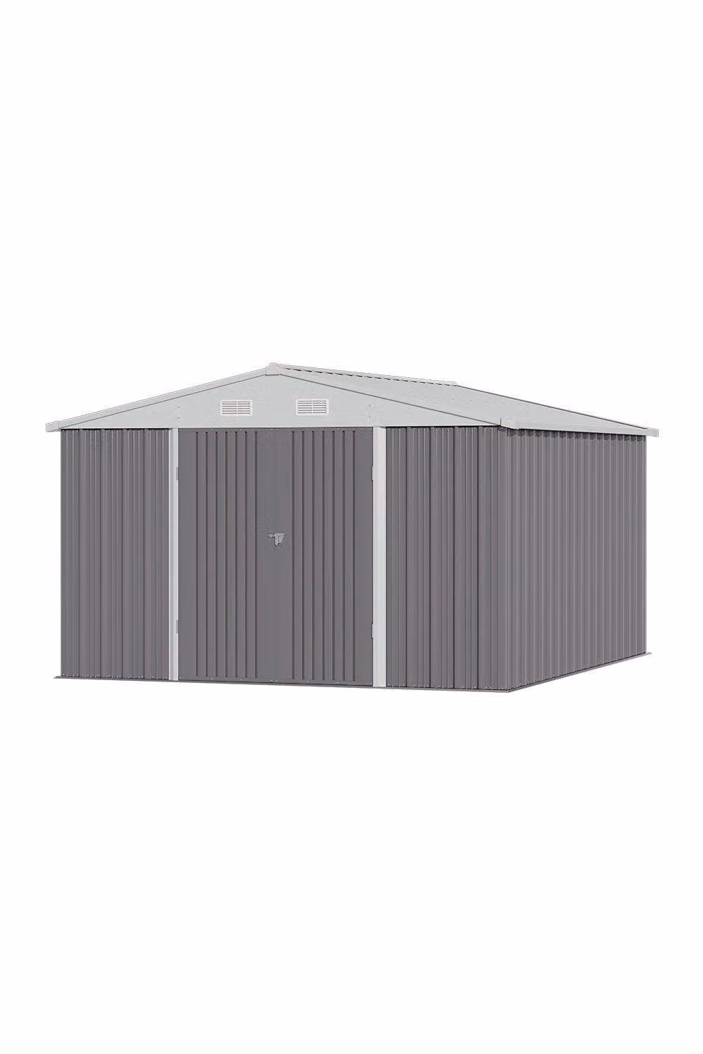 Garden Sanctuary Lockable Metal Garden Storage Shed with Door and Side Vent in Grey, W: 304.8 cm x D: 243.84 cm x H: 203.6 cm – 2