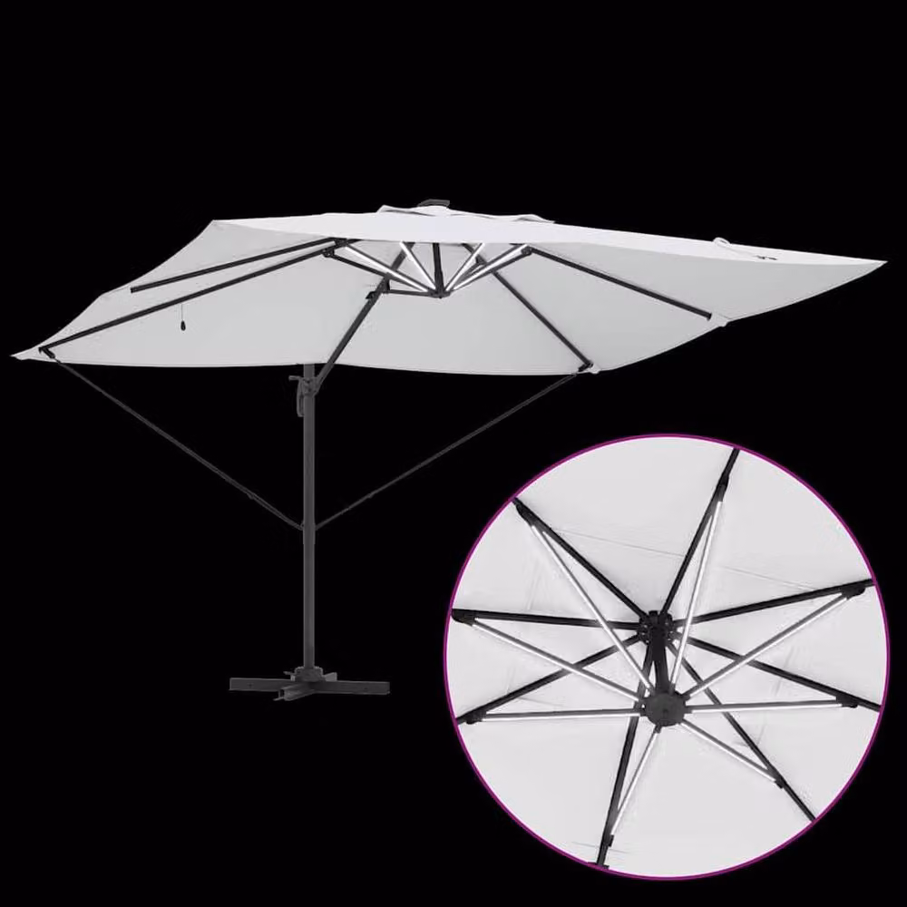Berkfield Home Roma Cantilever Parasol with LEDs in Beige, W/D/H: 352 x 251 x 265 cm – 5