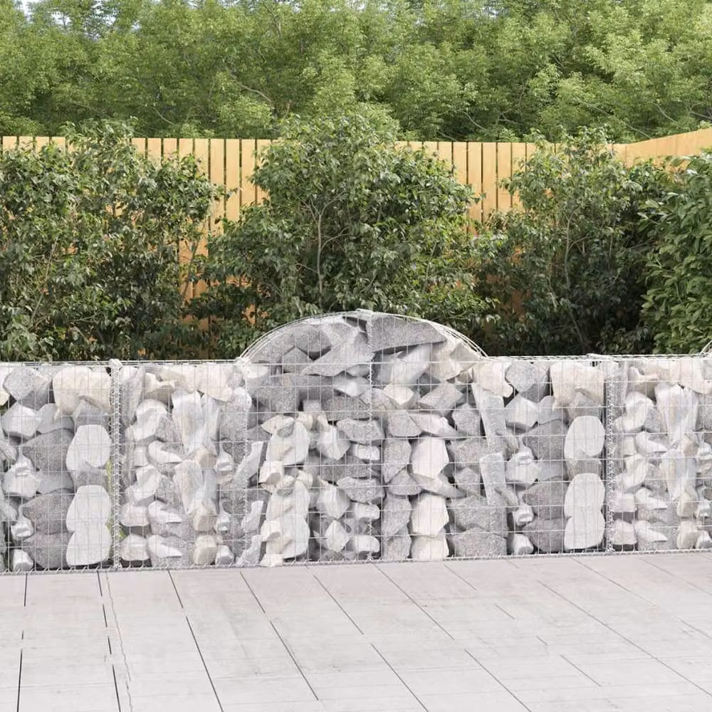 Berkfield Home Arched Gabion Baskets, 5 Piece Set, Silver Galvanised Steel, W: 200 cm, D: 30 cm, H: 80-100 cm – 2