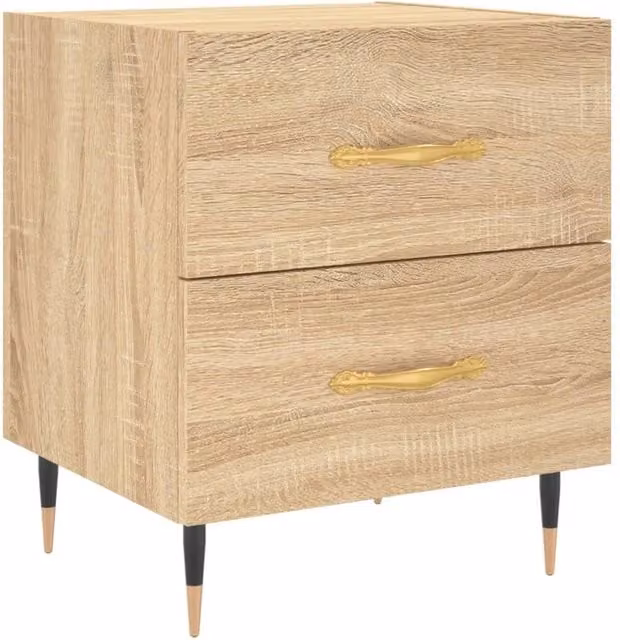 Berkfield Home Sonoma Oak Bedside Cabinet in Tan, W/D/H: 40 x 35 x 47.5 cm