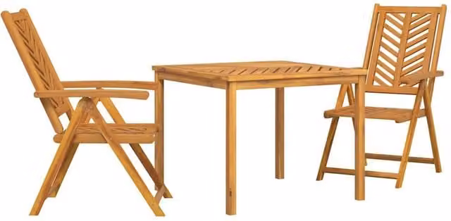 Berkfield Home 3 Piece Rustic Solid Wood Acacia Garden Dining Set in Brown – 1