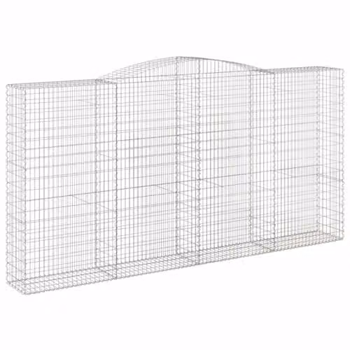 vidaXL 10-piece Arched Gabion Baskets in Silver Galvanised Steel, W: 400 cm, D: 50 cm, H: 200-220 cm