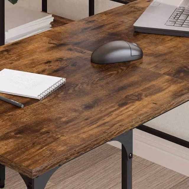 Berkfield Home Smoked Oak Writing Desk in Brown, W/D/H: 139 x 139 x 75 cm – 1