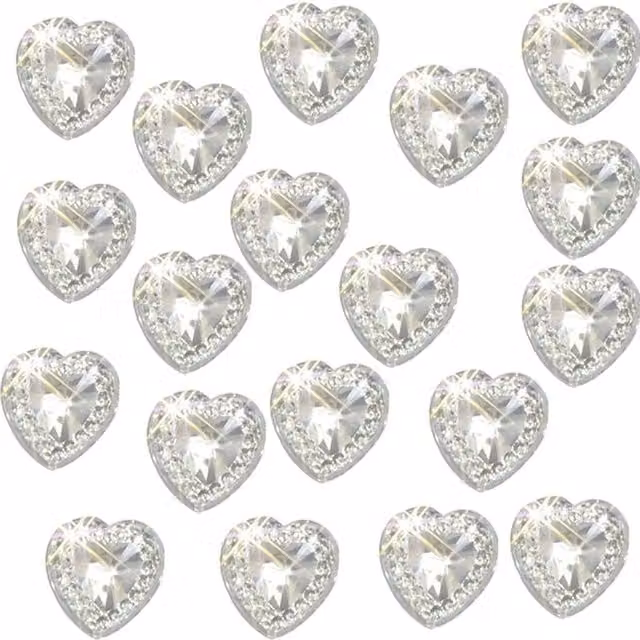 Syntego Pack of 80 Clear Resin Heart Gems