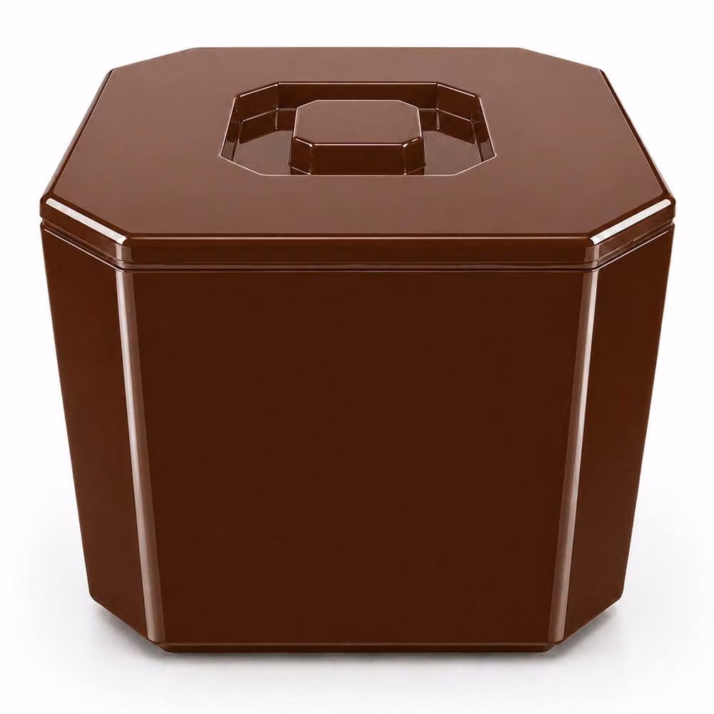 Chabrias Ltd Brown Octagonal Insulated Ice Bucket with Lid and Drainage Liner, 6 l – 9