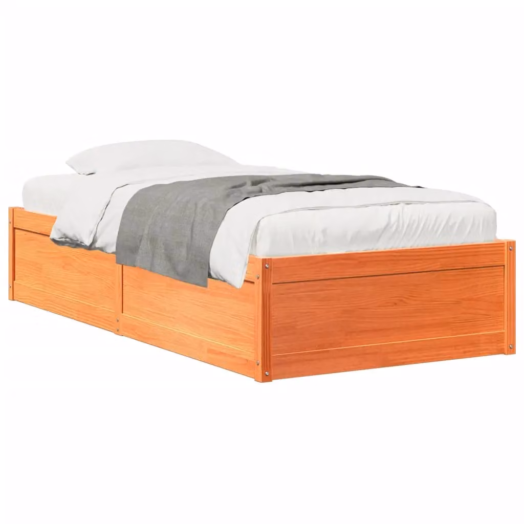 Berkfield Home Solid Wood Pine Bed Frame in Wax Brown, W/D/H: 90 x 200 cm – 2