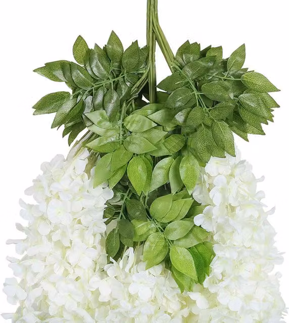 HomeScape 12-Piece Artificial White Wisteria Hanging Floral Vines
