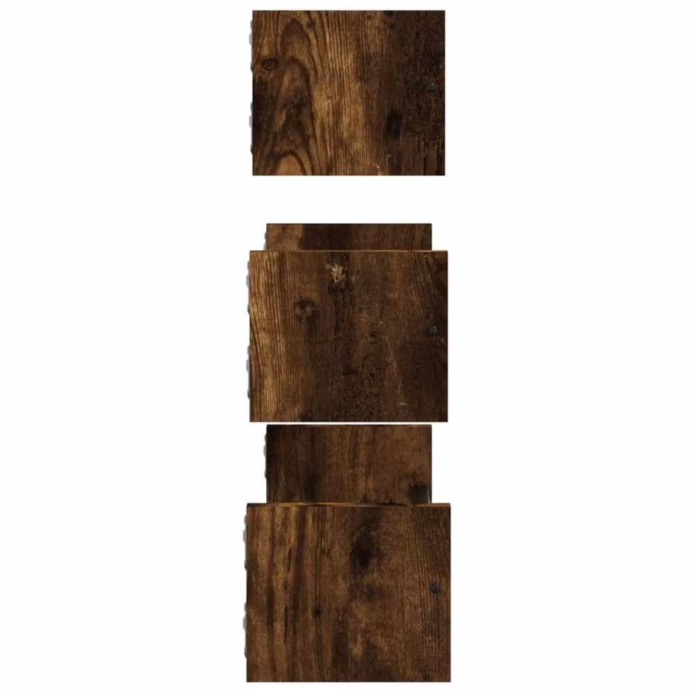 Berkfield Home 3 Piece Wall Mounted Industrial Shelf Set with Bars in Smoked Oak Brown – 5