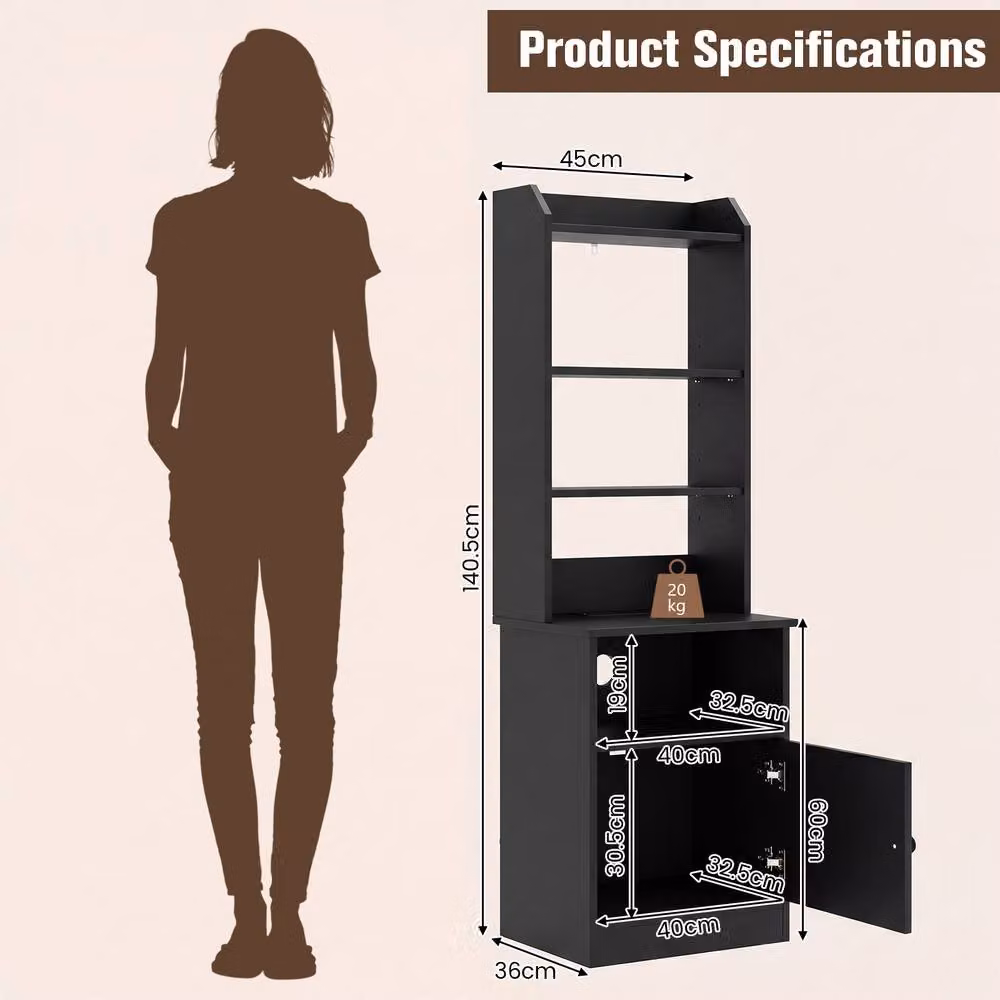 Costway 6-Tier Wooden Nightstand and Home Organiser Storage Cabinet in Black – 4