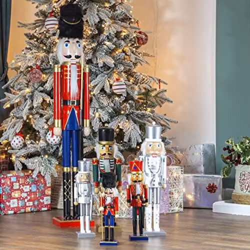 The Christmas Workshop 81550 Wooden Nutcracker Soldier Christmas Decoration, Red and Green, Height: 35 cm – 5