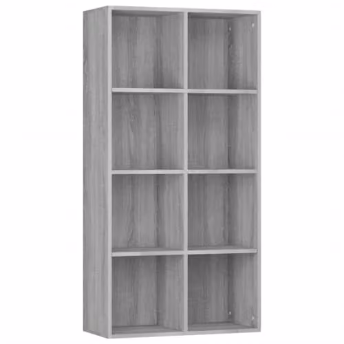 vidaXL Grey Sonoma Book Cabinet and Sideboard in MDF, W/D/H: 66 x 30 x 130 cm