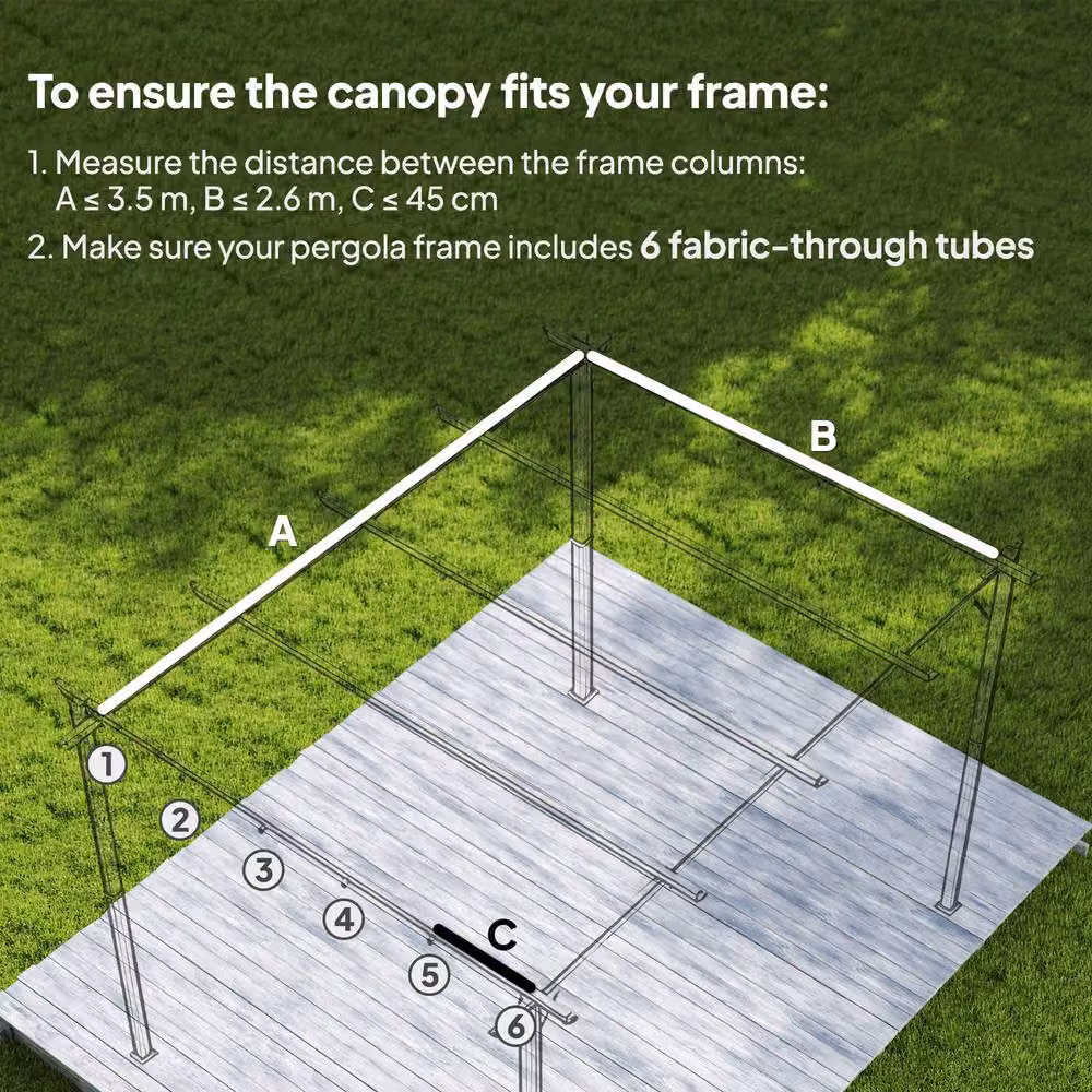 OUTSUNNY Light Grey Polyester Pergola Cover Replacement for 4x3 m Frame – 4
