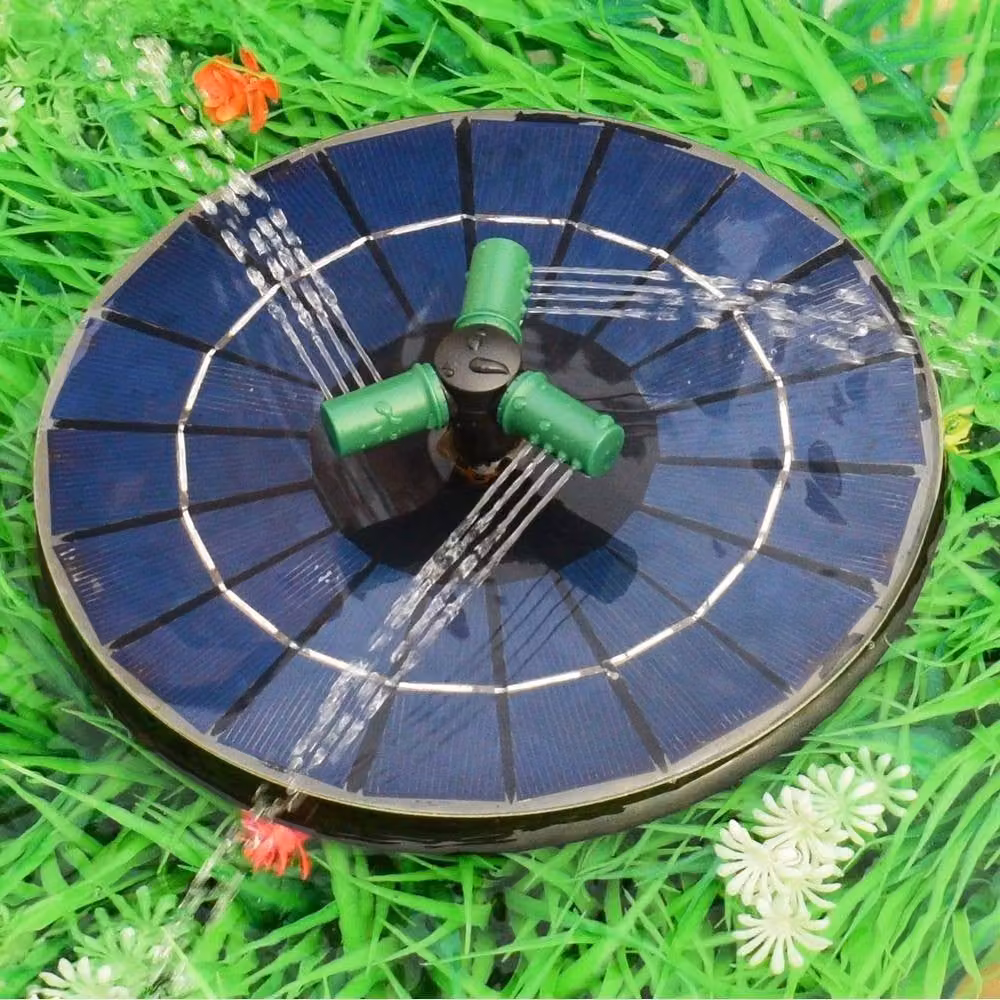 NESTLUNE Black Solar Fountain with Battery Backup, 8 LED Lights and 400L/H Flow Rate, W/D/H: 100 x 100 x 100 cm – 5