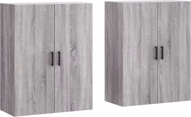 Berkfield Home Wall Mounted Cabinets, 2 Piece, Grey Sonoma, W: 69.5 cm, D: 34 cm, H: 90 cm