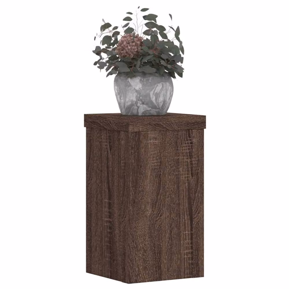 Berkfield Home Set of 2 Modern Square Wood Tabletop Plant Stands in Brown, W/D/H: 10 x 10 x 18 cm – 3