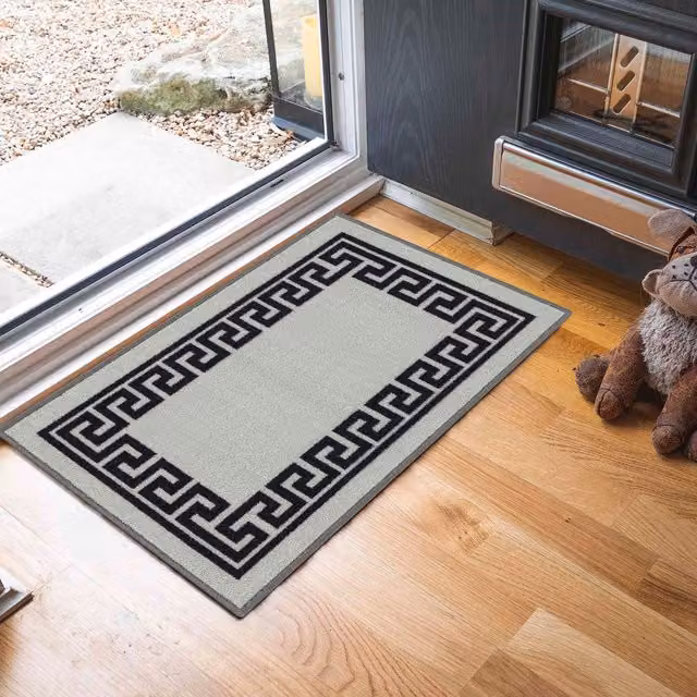 Desire Rugs Grey Greek Key Design Anti Slip Machine Washable Runner, W: 67 cm, L: 120 cm