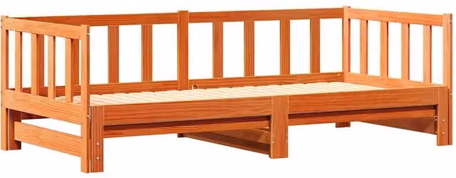 Berkfield Home Modern Pull-out Day Bed in Wax Brown with Drawers, W/D/H: 160 x 200 x 80 cm