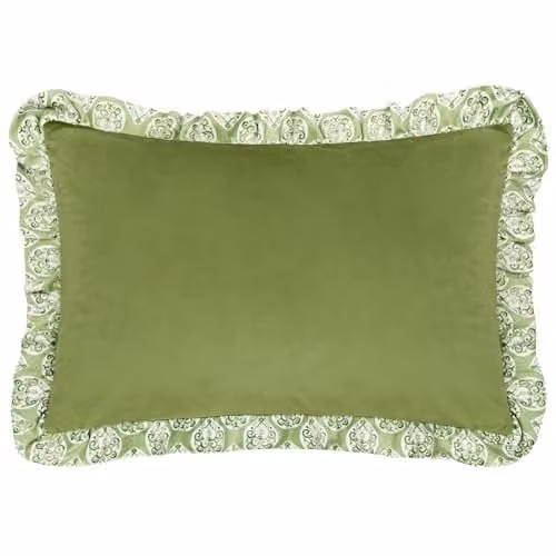 furn Krissa Block Printed Green Velvet Rectangular Cushion W/D/H: 60 x 40 x 40 cm – 2