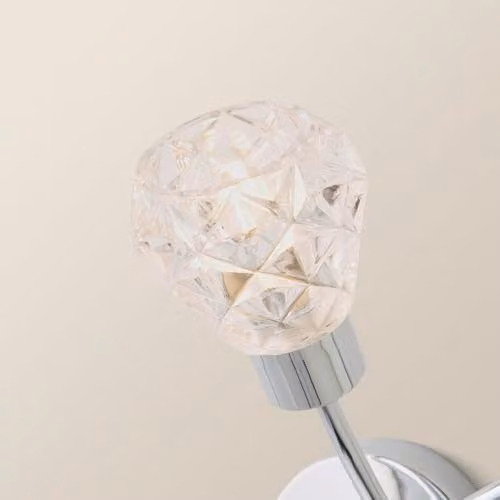 ValueLights Astley Chrome 2 Way Up and Down Wall Light with Crystal Effect Shades and Bulbs in Silver – 2