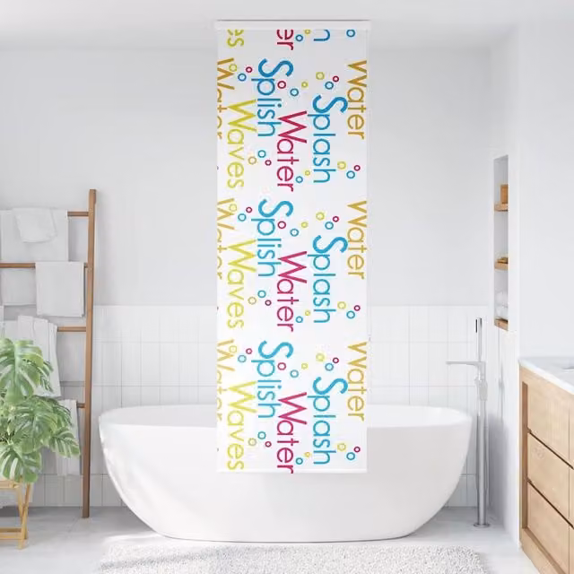 Berkfield Home Multicolour Shower Roller Blind with Cassette, W: 60 cm, H: 240 cm, Fabric Width: 56 cm