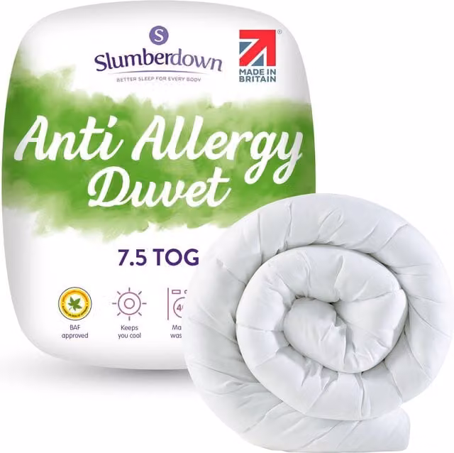 Slumberdown Anti Allergy 7.5 Tog All Year Duvet in White, Super King – 1