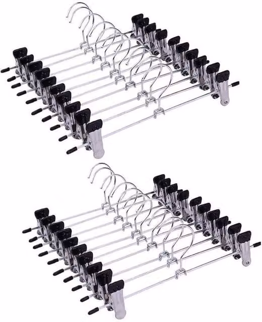 VOGREX 20-Piece Silver Metal Clothes Hangers with Non-Slip Clips – 1