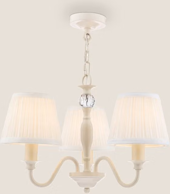 Laura Ashley Ellis Suspended Pendant Light in Beige and White