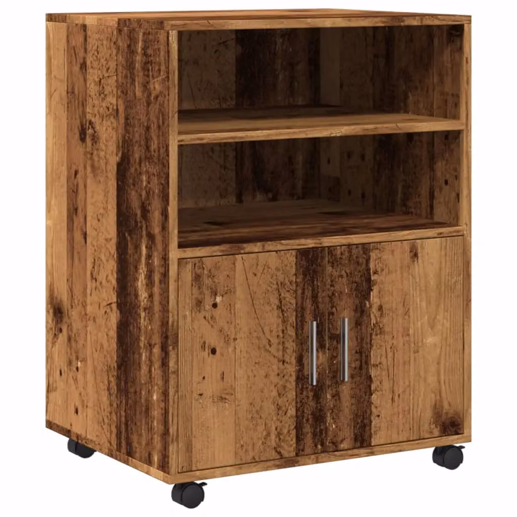 Berkfield Home Rolling Cabinet in Old Wood Brown, W/D/H: 60 x 48 x 81 cm – 2