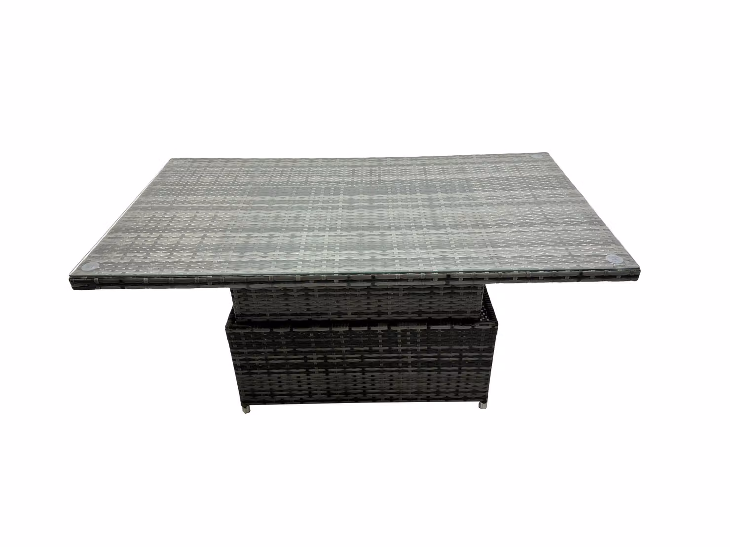 Fimous Outdoor Love Sofa Set with Adjustable Lifting Dining or Coffee Table in Dark Grey
