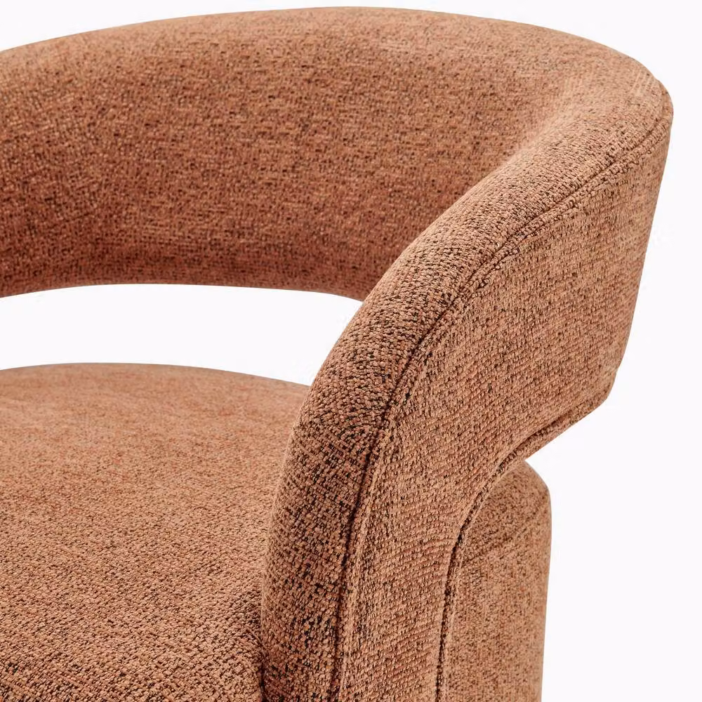FurnitureboxUK Odessa Orange Fabric Swivel Accent Chair with Armrests and Solid Wood Frame – 3