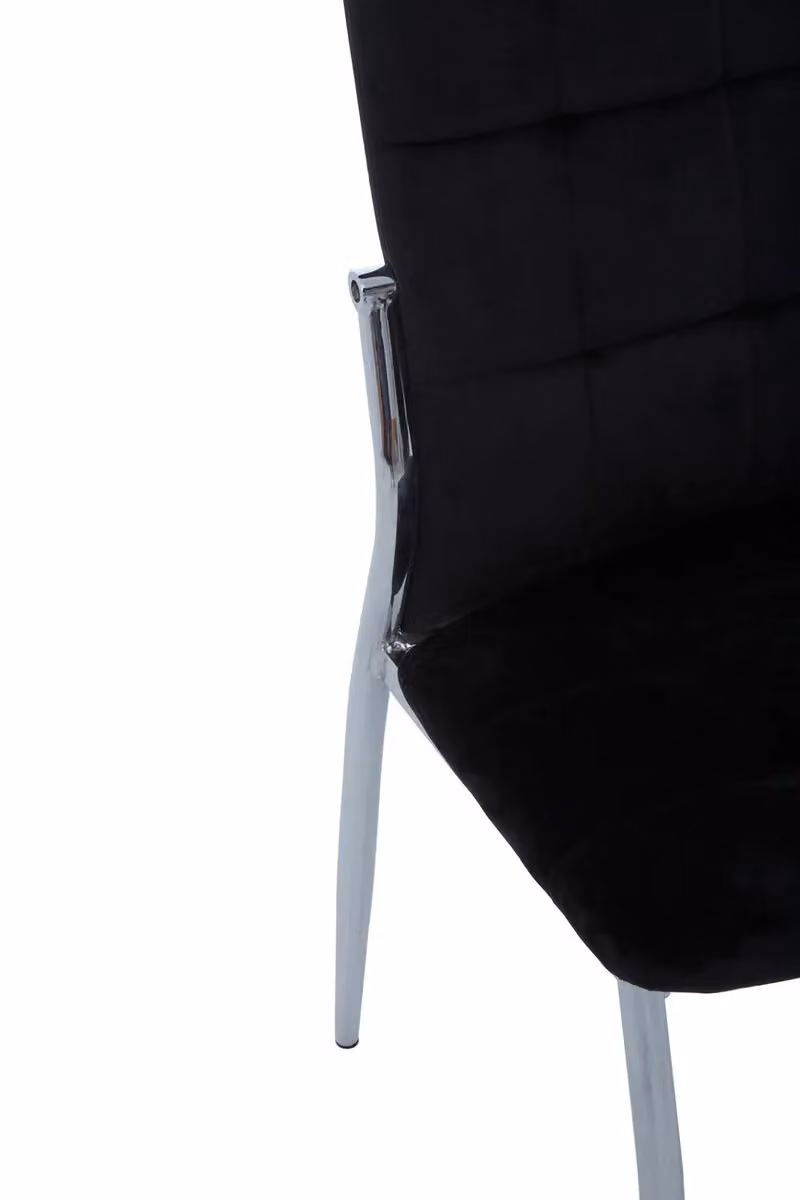 Orsina Tamzin Black Velvet High Back Dining Chair with Silver Metal Cantilever Base – 4