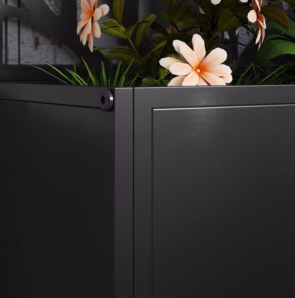 STILVORA Black Metal Raised Planter with Trellis for Ornamental or Vegetable Gardens, W/D/H: 113 x 30 x 23 cm – 7