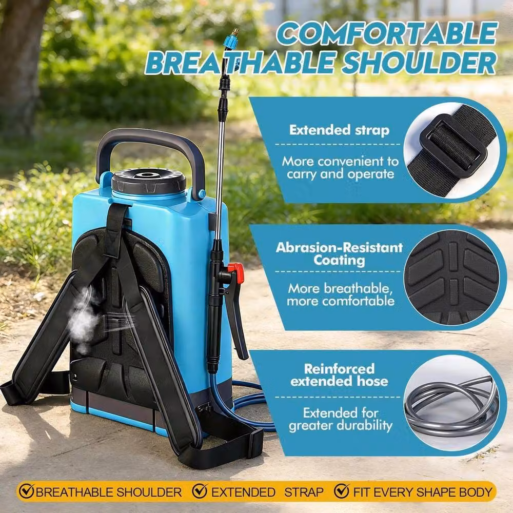 KORVIXA 12L Cordless Knapsack Sprayer in Blue with 2x Rechargeable Batteries and Charger – 3
