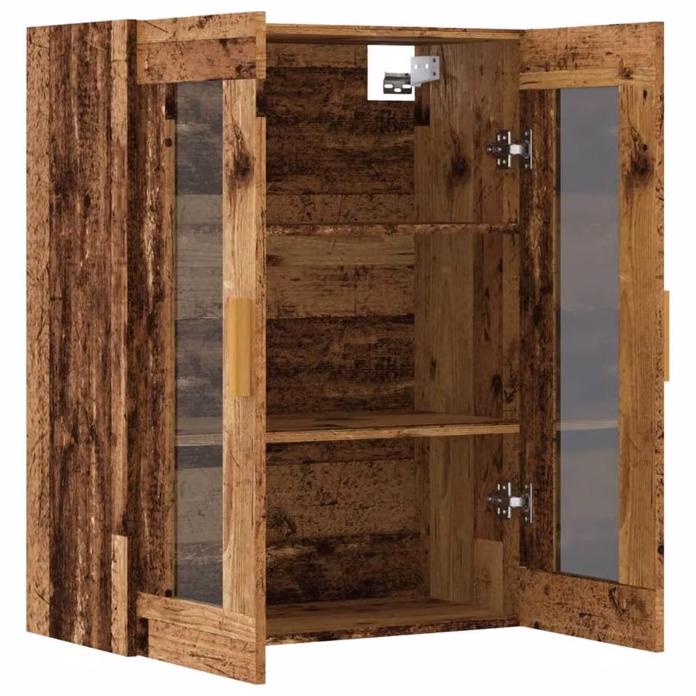 Berkfield Home Hanging Wall Cabinet in Brown Old Wood with Glass Doors, W/D/H: 69.5 x 34 x 90 cm – 4