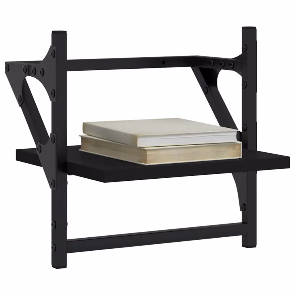 Berkfield Home Wall Mounted Shelves with Hanging Rods, 2 Pieces, Black, W/D/H: 30 x 25 x 30 cm – 3