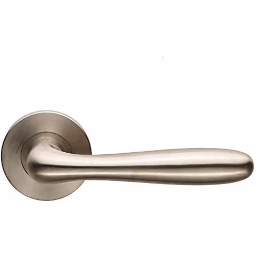 Loops Pair Smooth Rounded Bar Handle on Slim Round Rose in Brushed Silver Stainless Steel with Concealed Fixings
