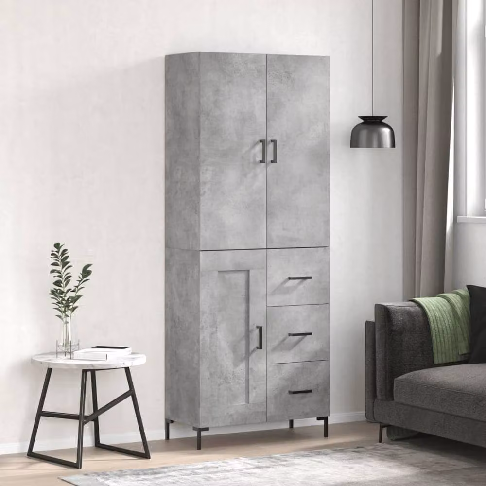 Berkfield Home Highboard in Concrete Grey, W: 69.5 cm, D: 34 cm, H: 180 cm – 2