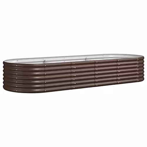 vidaXL Brown Galvanised Steel Raised Bed for Vegetable, Herb or Ornamental Gardens W: 224 cm, D: 80 cm, H: 36 cm – 1