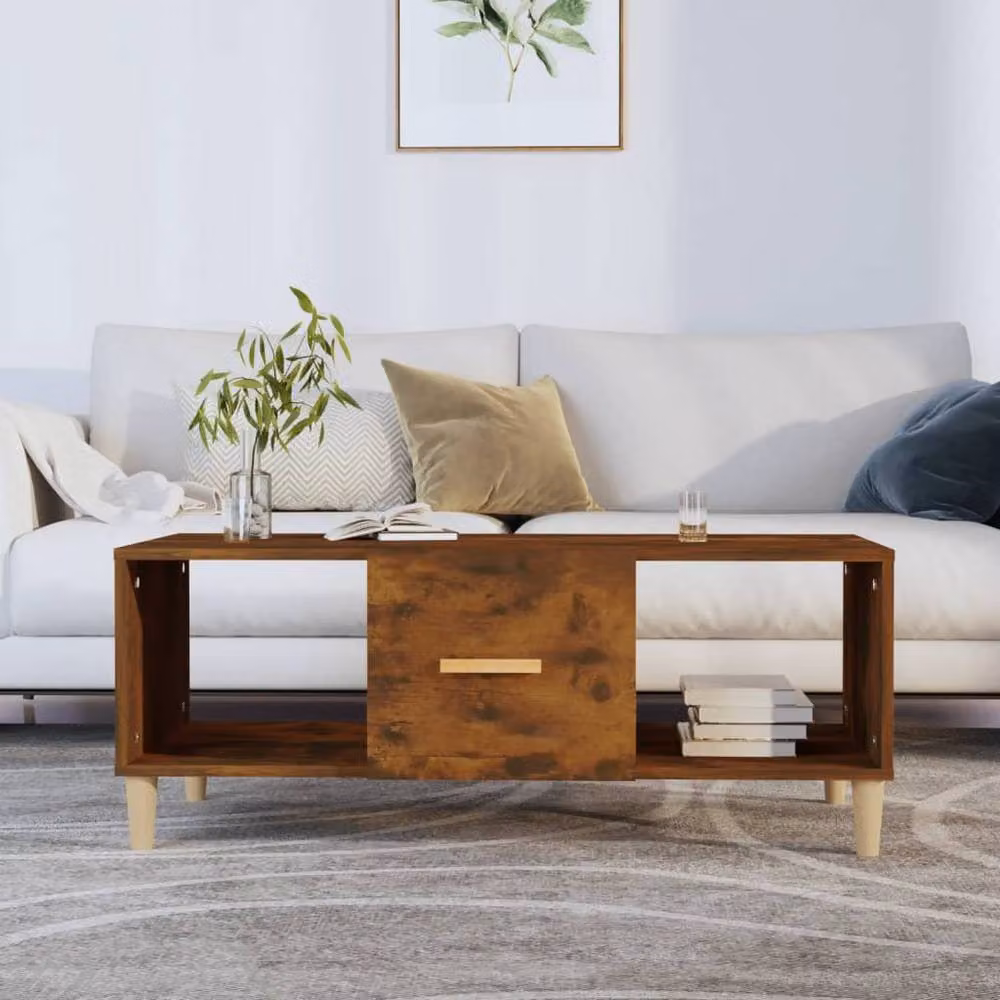 Berkfield Home Decorative Coffee Table in Smoked Oak Brown, W/D/H: 102 x 50 x 40 cm – 2